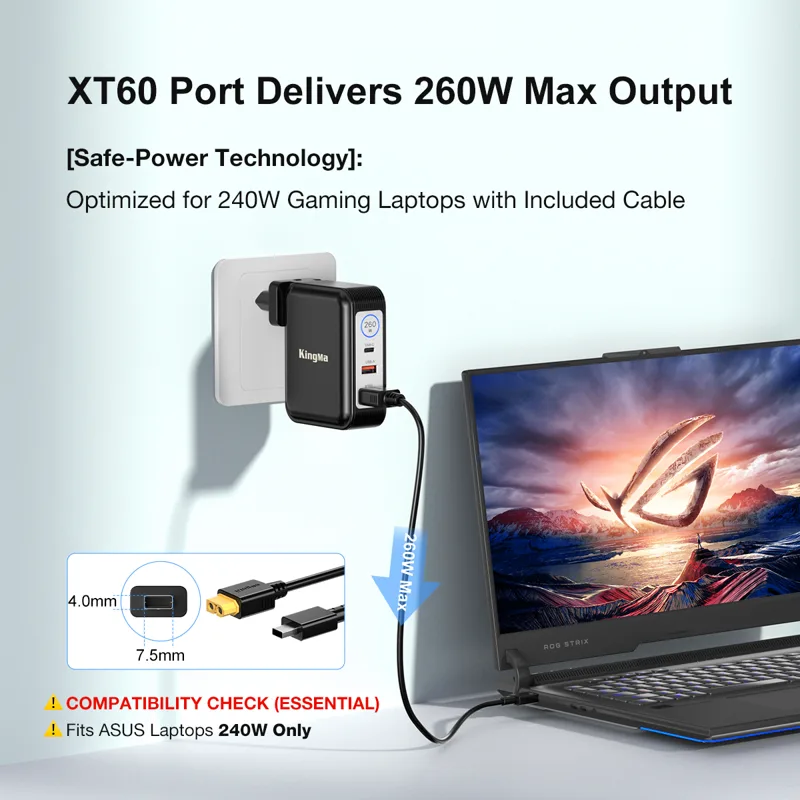 Pc Gaming Asus - 240W GaN ノートパソコン充電器 ASUS ROG Zephyrus