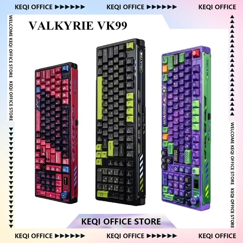 Pc Gaming Fullset - メカニカルキーボード,ワイヤレス,rgb,bluetooth,VALKYRIE-VK99 g,3モード,フルキー,ホットスワップ,ゲーム,カスタムPC,ギフト,2.4