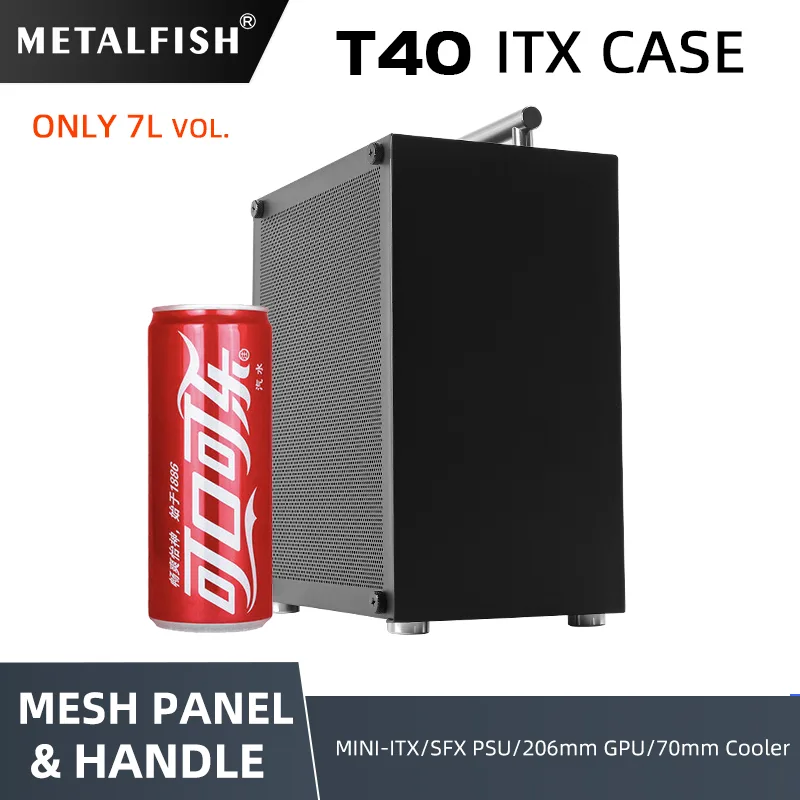Pc Gaming Itx - METALFISH T40 Mini ITX ブラックケース 7L