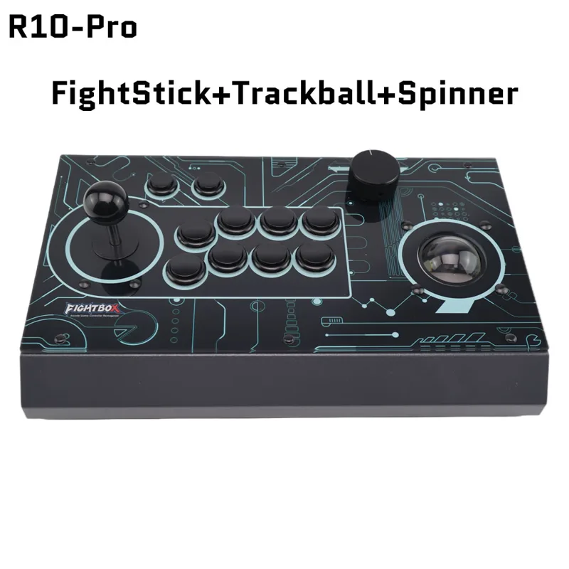 Joystick Pc Gaming - FightBox R10-PRO アーケードファイトスティック トラックボール＆スピナー付き レトロゲームコントローラー PC/PS3/SWITCH対応