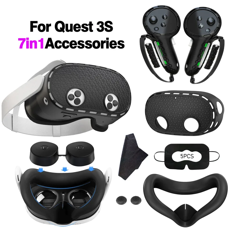 Vr Headset Pc - Meta Quest 3S用7in1 VRアクセサリーキット シリコン保護カバー VRヘッドセットレンズキャップ保護ケース