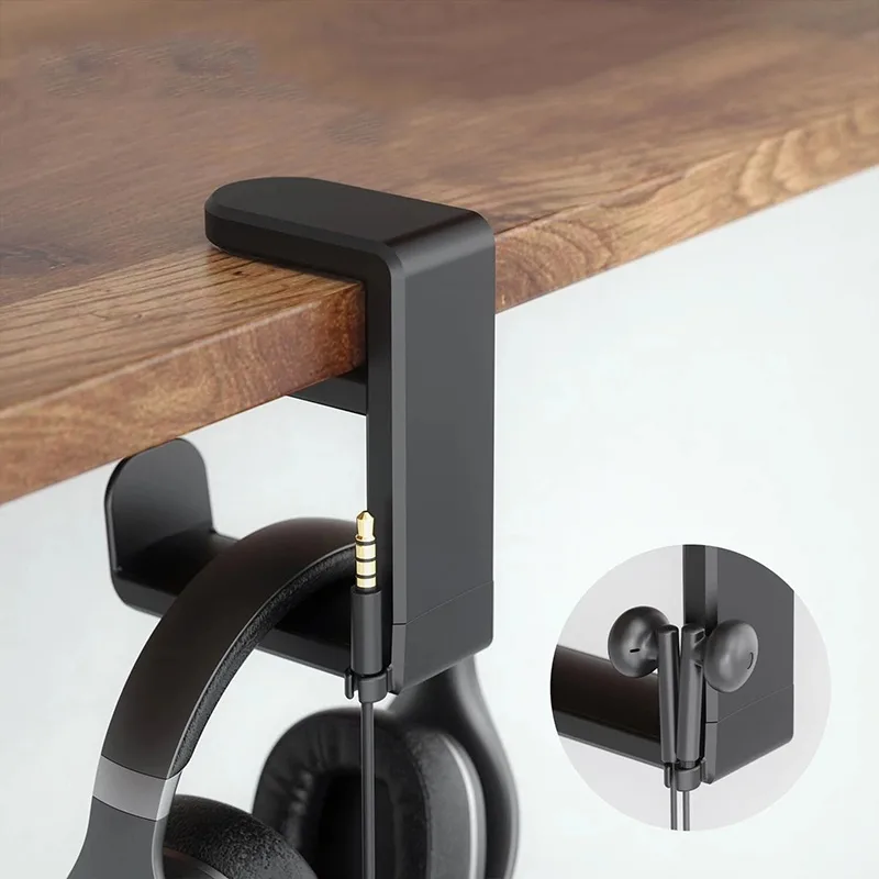 Pc Gaming Earphones - ユニバーサルデスクトップ360 ° 回転式ヘッドフォンスタンド 調節可能なヘッドセットホルダー PCゲーミングヘッドセット デスクハンガーフック