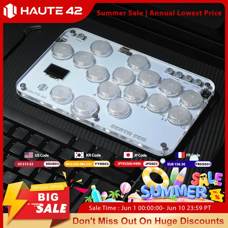Joystick Pc Gaming - Haute42 アーケードジョイスティック ヒットボックス レバーレスコントローラー ファイトスティック PC