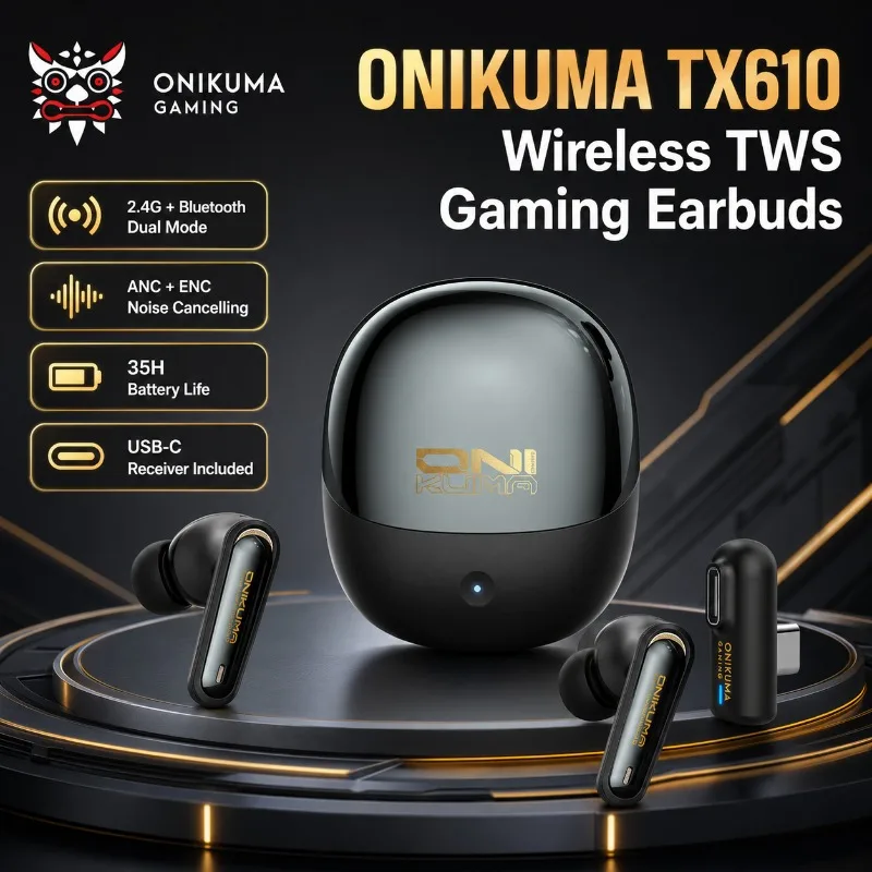 Pc Gaming Earphones - ONIKUMA TX610 ワイヤレスゲーミングイヤホン デュアルモード 2.4GHz Bluetooth