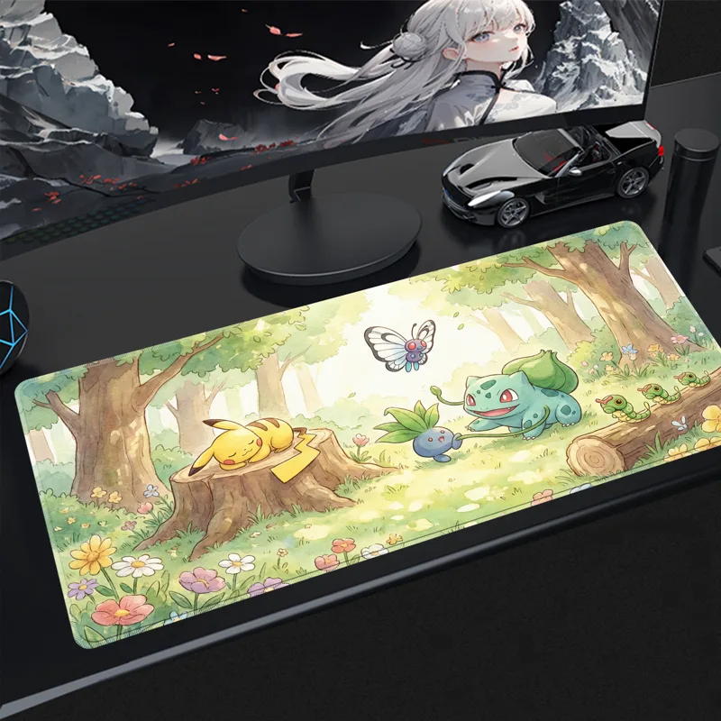 Pc Gaming Keyboard - かわいいマウスパッドゲーミング PC アクセサリーポケモンピカチュウ HD ゲーマーキャビナーキーボードラグデスクトップマウスマットカーペットゴム製マウスパッド
