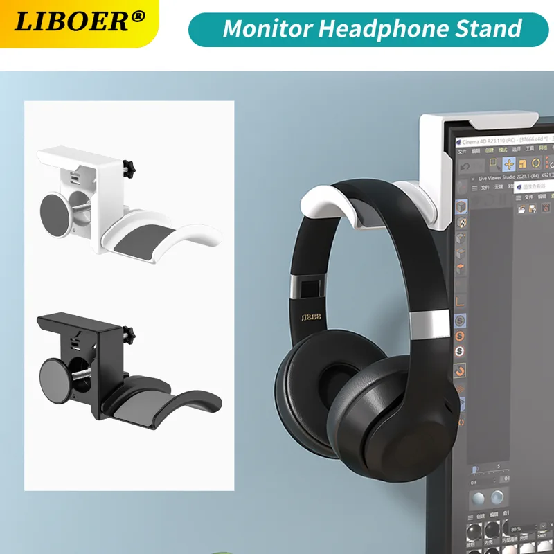 Pc Gaming Earphones - モニターヘッドフォンスタンド プラスチック製 調節可能なクランプ式 省スペース PCスクリーンヘッドセットホルダー イヤホンハンガー