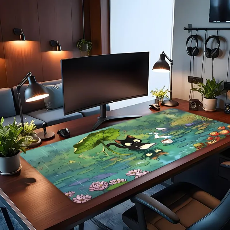 かわいい猫と葉っぱの傘オフィスマットゲーミングマット大型マウ - Pc Gaming Umbrella のレビューと価格