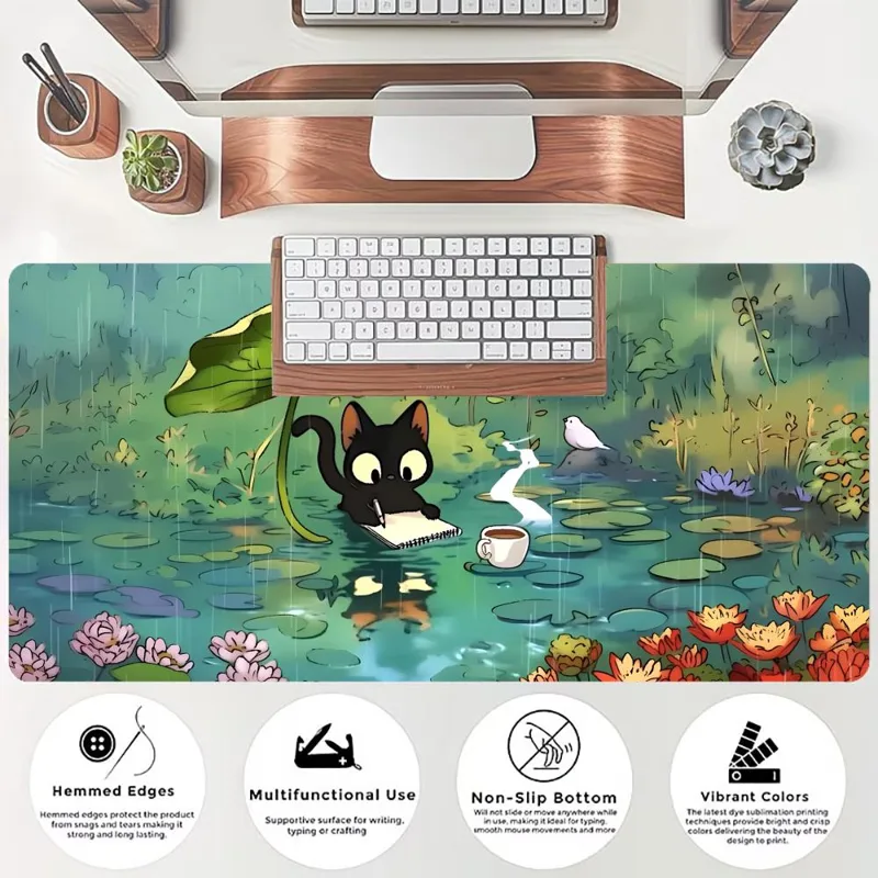 かわいい猫と葉っぱの傘オフィスマットゲーミングマット大型マウ - Pc Gaming Umbrella のレビューと価格