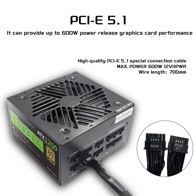 PCIE 5.0 1200 ワット PC 電源フルモジュラー - Pc Gaming Fullset のレビューと価格
