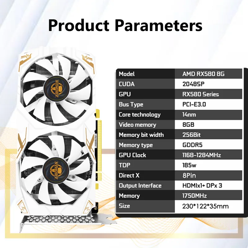 AIBOMAN ビデオカード AMD RX580 8 ギガバ - Pc Gaming Graphics Card のレビューと価格