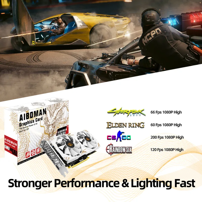 AIBOMAN ビデオカード AMD RX580 8 ギガバ - Pc Gaming Graphics Card のレビューと価格