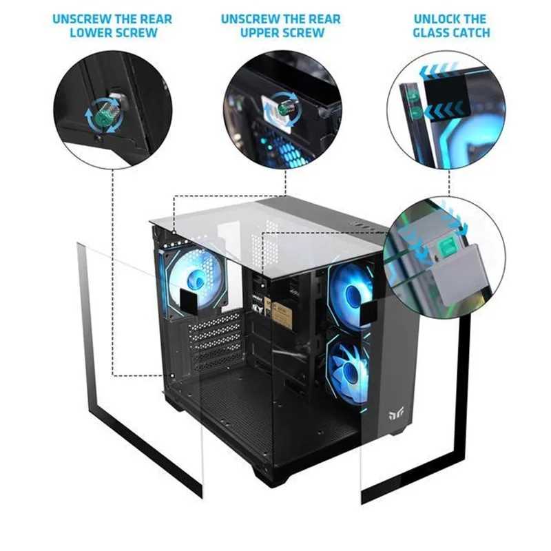 マジックキューブMATXハイスタイルケース、三面ガラスサイド - Pc Gaming Itx のレビューと価格