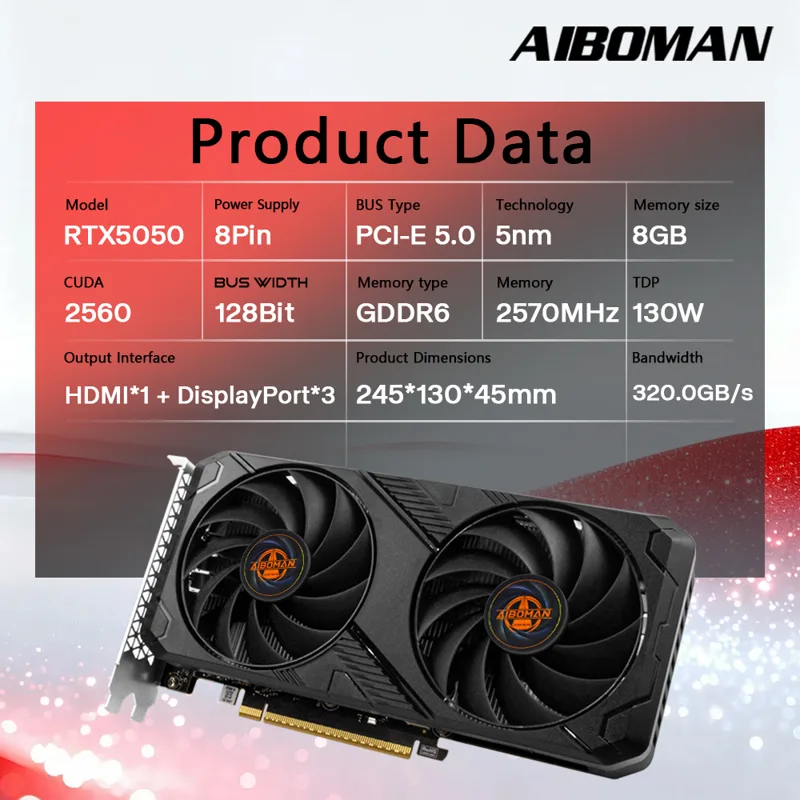 AIBOMAN RTX5050 8GB グラフィックカード  - Pc Gaming Graphics Card のレビューと価格