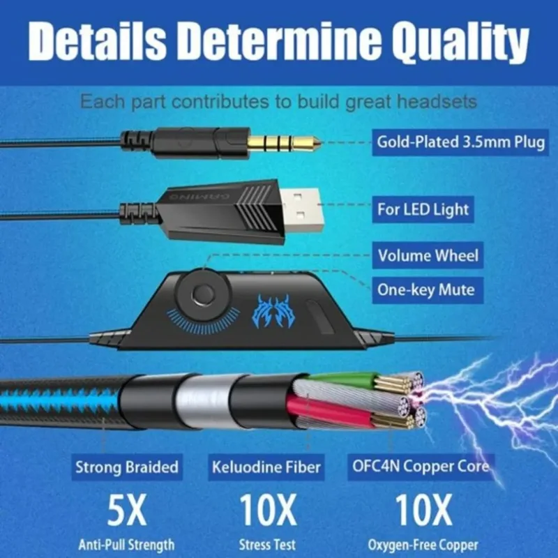 ゲーミングヘッドセット重低音ステレオ有線ヘッドフォン LED - Pc Gaming Earphones のレビューと価格