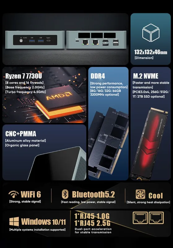 Mini PC ryzen 9,6900hx,7, 6800 - Pc Gaming Ryzen 7 のレビューと価格