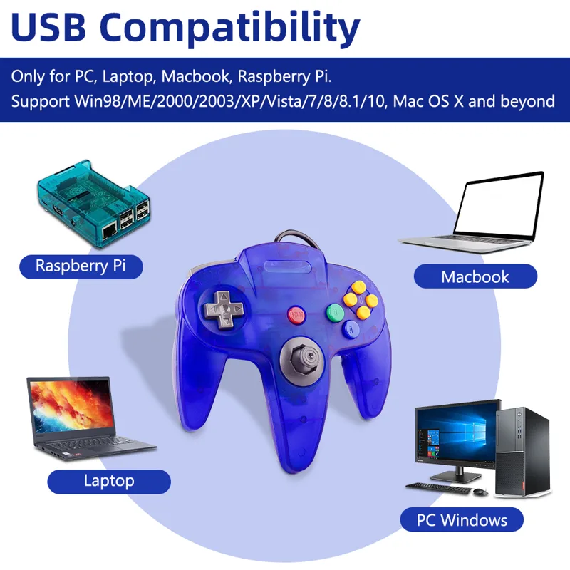 N64 コントローラクラシック USB 有線リモートゲームパ - Joystick Pc Gaming のレビューと価格