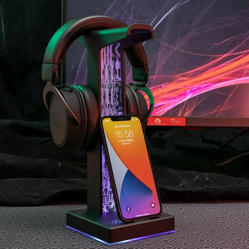 RGBゲーミングヘッドセットスタンド,デュアルUSBポート, - Pc Gaming Used のレビューと価格