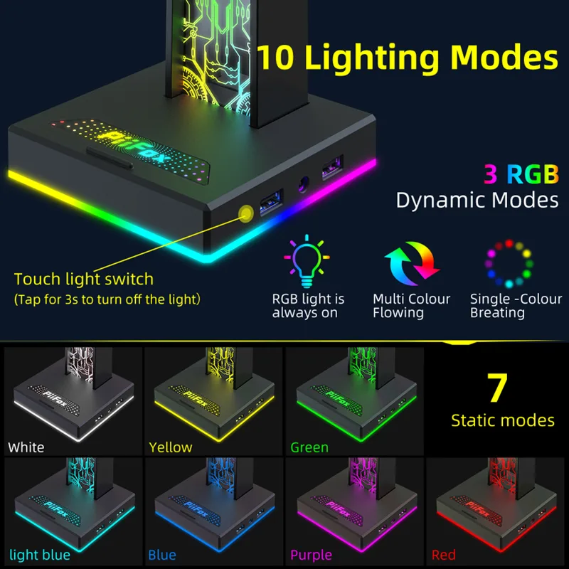 RGBゲーミングヘッドセットスタンド,デュアルUSBポート, - Pc Gaming Used のレビューと価格
